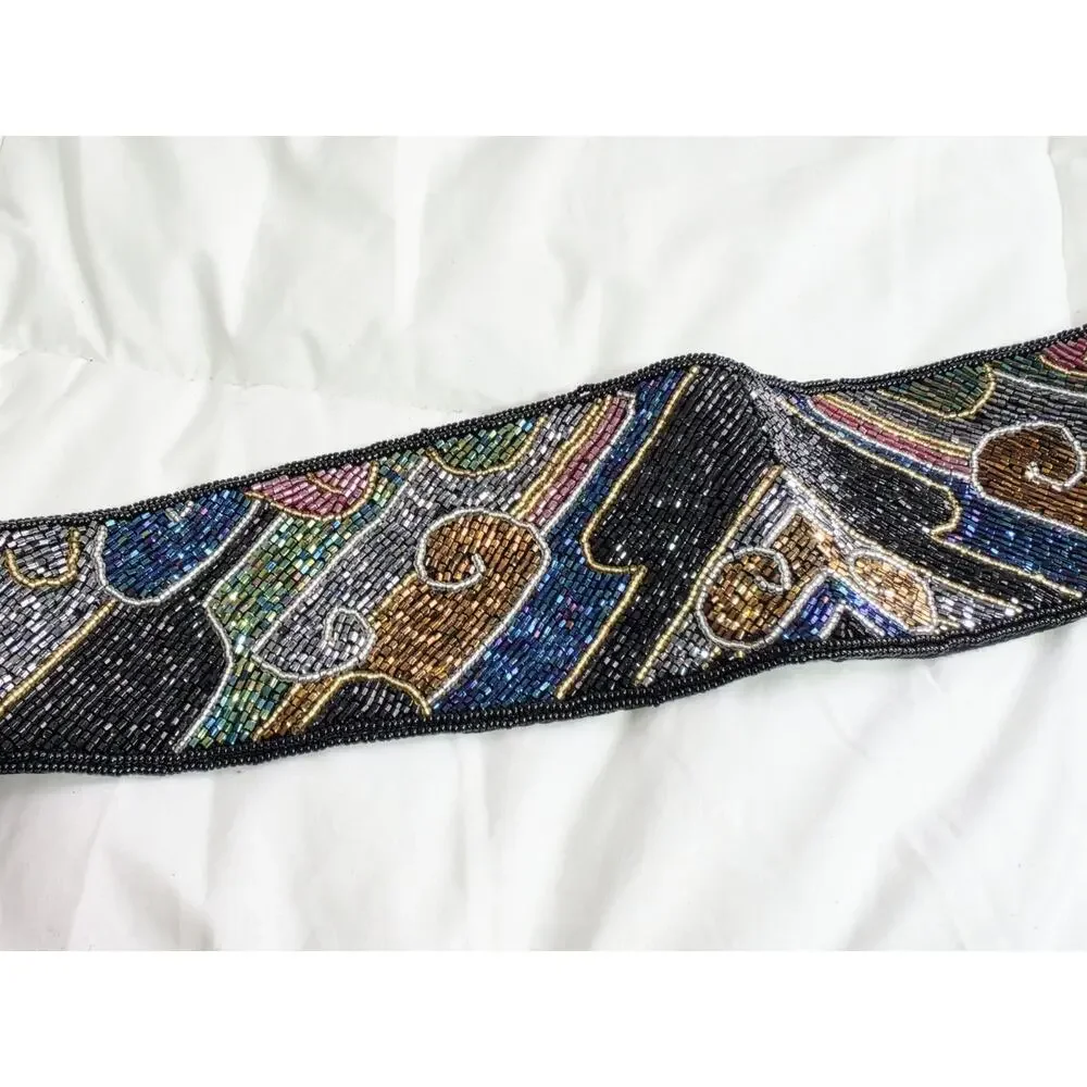 Vtg Hand Made Heavy Beaded Belt NEW Boho Evening 33' Long Retro 90's Y2k Festivl